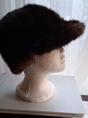 Vintage Classic Brown Real Mink Fur Visor Hat  Adjustable Size Women Accessories